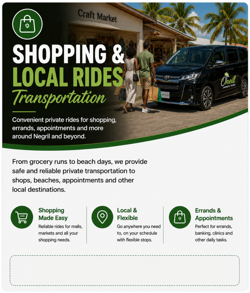 Shopping and local rides in Jamaica – Oneil Jamaica Tours
