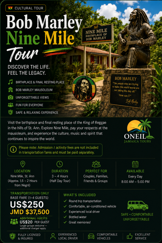 bob marley mausoleum nine miles tour